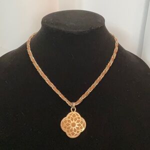 Vintage LC Tan Gold Tone Medallion Pendant Necklace
